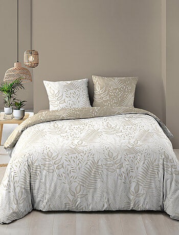 Set di biancheria da letto reversibile in cotone con motivo a fogliame