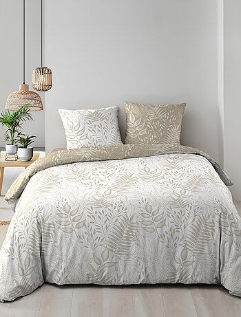 Set di biancheria da letto reversibile in cotone con motivo a fogliame