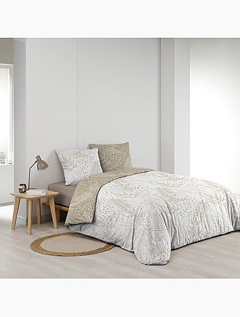 Set di biancheria da letto reversibile in cotone con motivo a fogliame