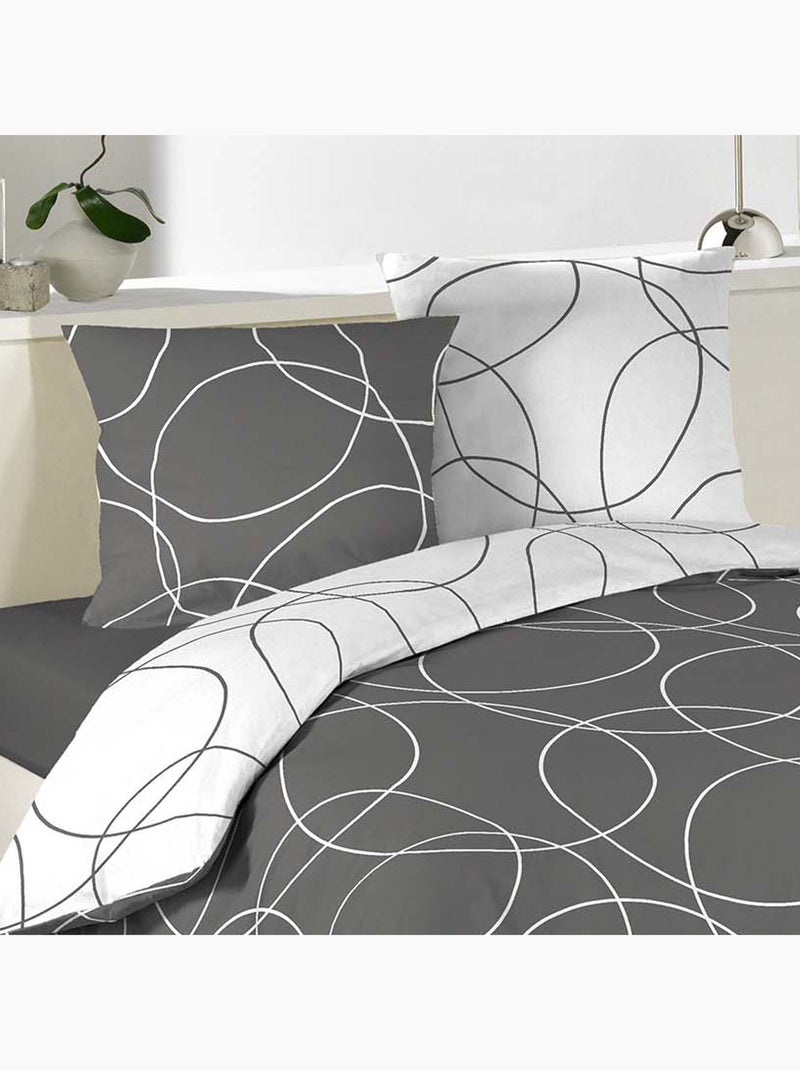 Set di biancheria da letto stampata "Cercles Grigio tortora chiaro - Kiabi