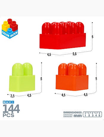 Set di blocchi da costruzione da 144 pezzi maxi color block