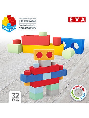 Set di blocchi da costruzione in gomma da 32 pezzi color block