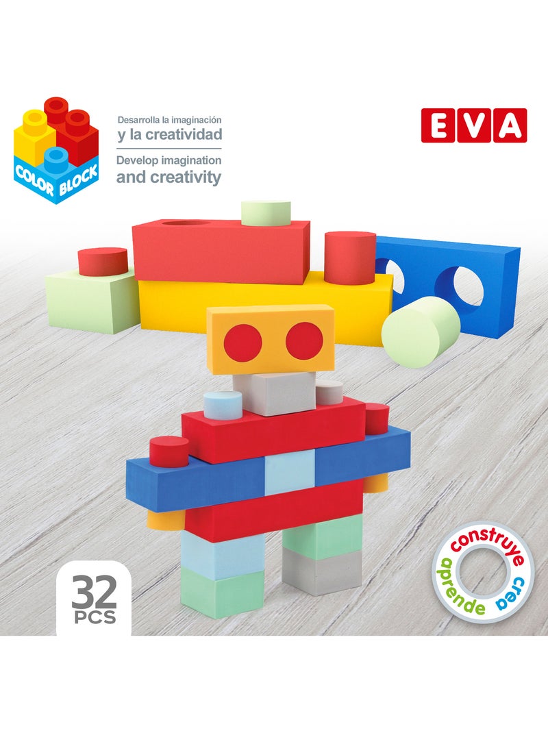 Set di blocchi da costruzione in gomma da 32 pezzi color block N/D - Kiabi