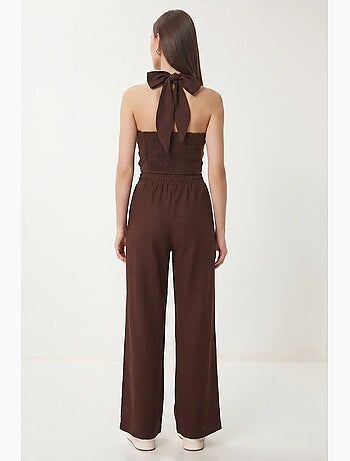 Set di blusa allacciata al collo e pantaloni a gamba larga istanbul