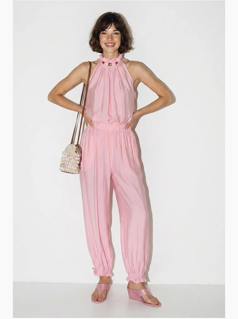 Set di blusa allacciata al collo e pantaloni a vita alta lucci Rosa - Kiabi