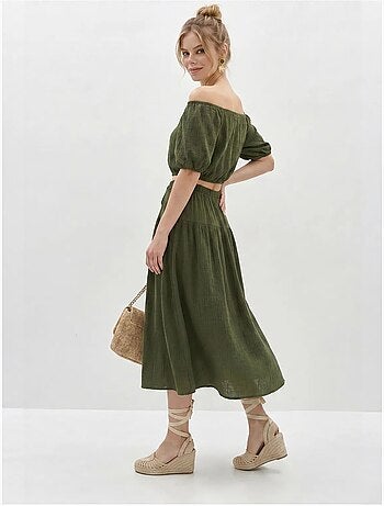 Set di blusa e gonna midi in seersucker di cotone lucci