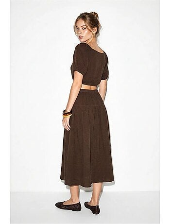 Set di blusa e gonna midi in seersucker di cotone lucci