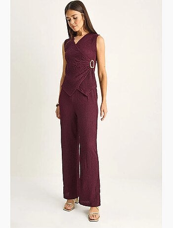 Set di blusa senza maniche a coste e pantaloni a gamba larga lucci