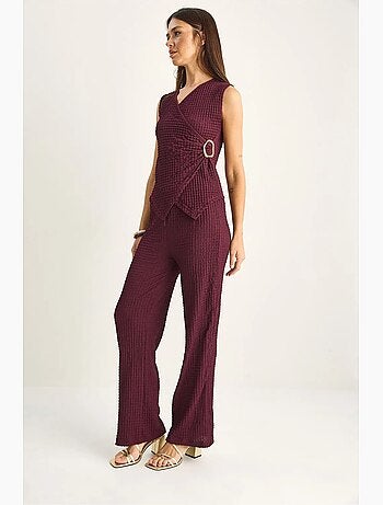 Set di blusa senza maniche a coste e pantaloni a gamba larga lucci