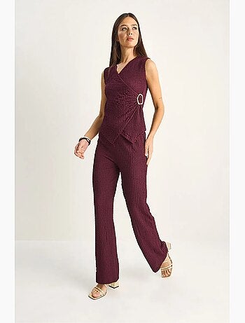 Set di blusa senza maniche a coste e pantaloni a gamba larga lucci