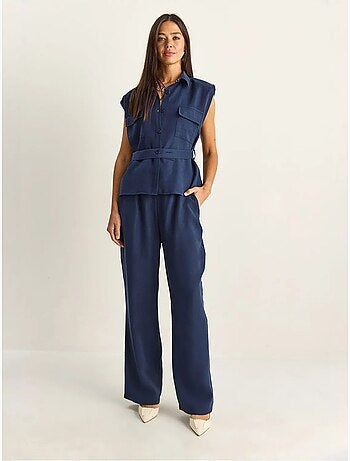 Set di blusa senza maniche con cintura e pantaloni a gamba ampia lucci