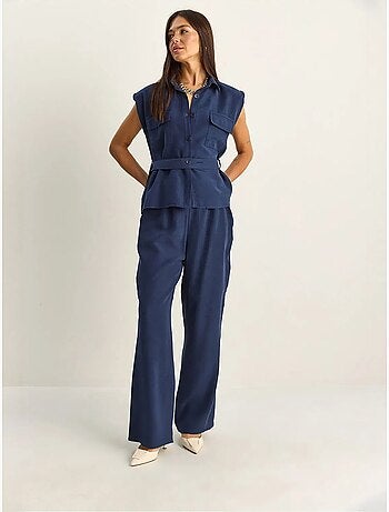 Set di blusa senza maniche con cintura e pantaloni a gamba ampia lucci