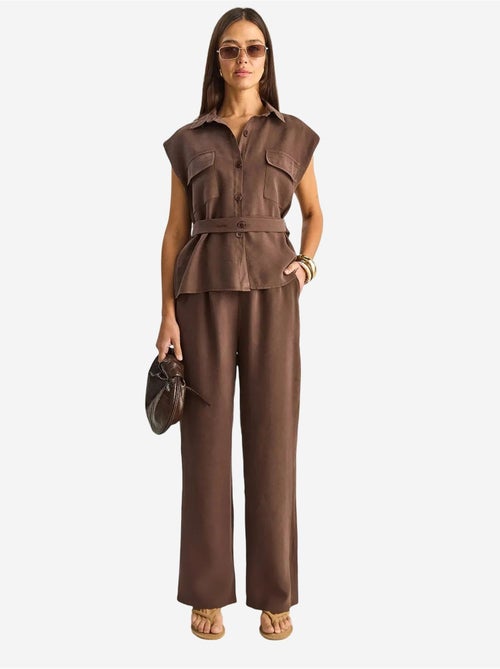 Set di blusa senza maniche con cintura e pantaloni a gamba ampia lucci - Kiabi Set di blusa senza maniche con cintura e pantaloni a gamba ampia lucci - Kiabi