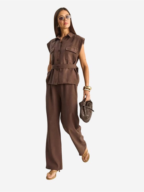 Set di blusa senza maniche con cintura e pantaloni a gamba ampia lucci - Kiabi Set di blusa senza maniche con cintura e pantaloni a gamba ampia lucci - Kiabi