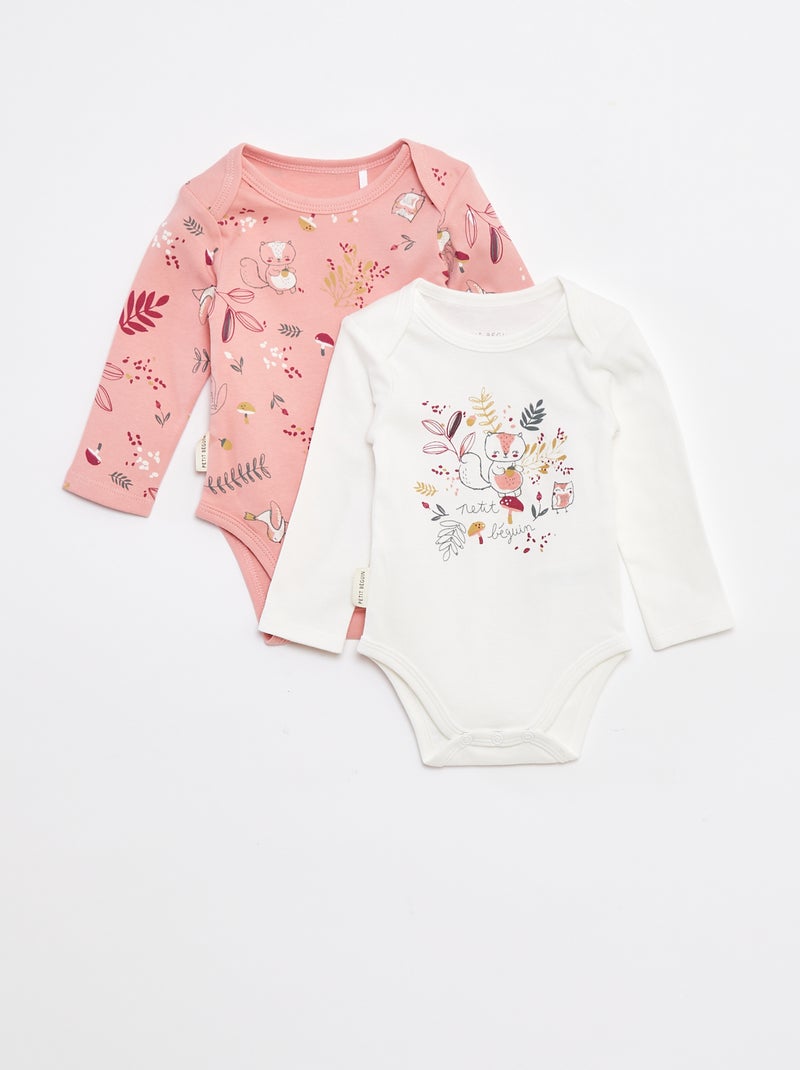 Set di body a manica lunga e collo all'americana - 2 pezzi Beige - Kiabi