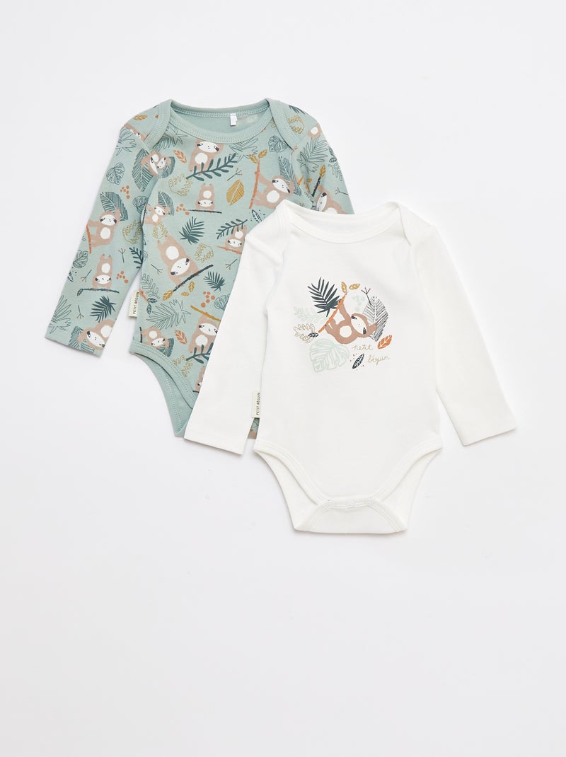 Set di body a manica lunga e collo all'americana - 2 pezzi Beige - Kiabi