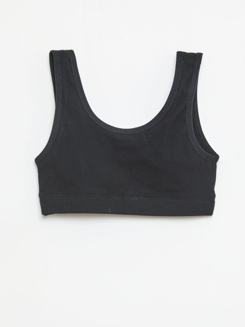 Set di brassiere in maglia a costine Nero - Kiabi