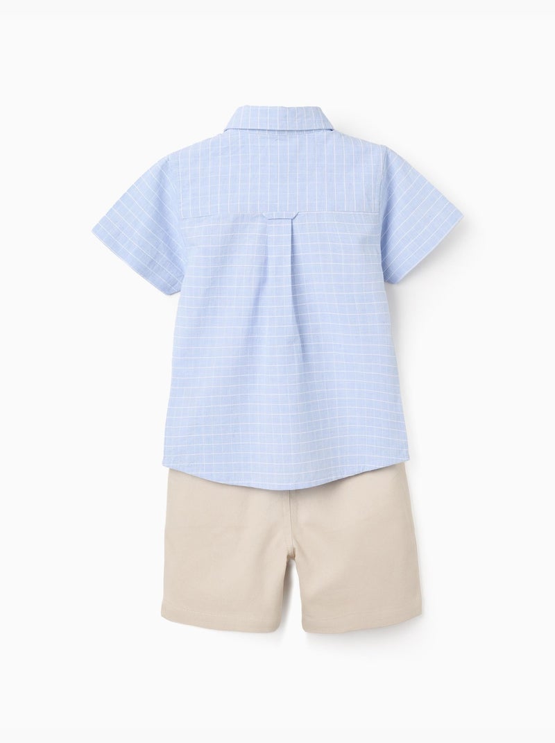 Set di camicia a manica corta in cotone e pantaloncini Beige chiaro - Kiabi