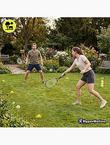 Set di crossminton HyperMotion – 2 racchette, 5 volani, 8 coni, palla e borsa da trasporto