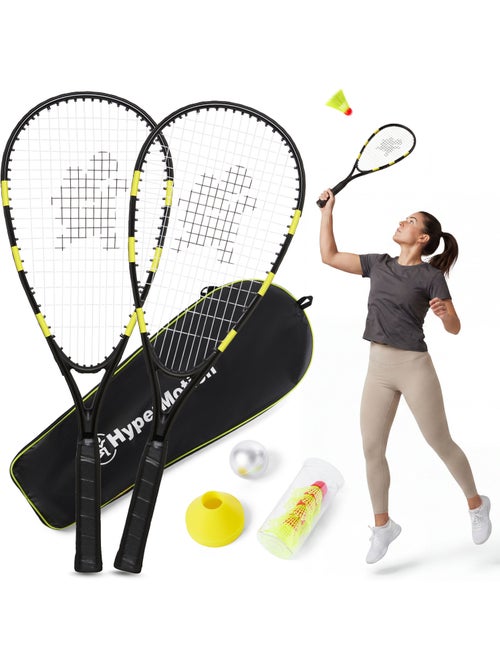 Set di crossminton HyperMotion – 2 racchette, 5 volani, 8 coni, palla e borsa da trasporto - Kiabi Set di crossminton HyperMotion – 2 racchette, 5 volani, 8 coni, palla e borsa da trasporto - Kiabi