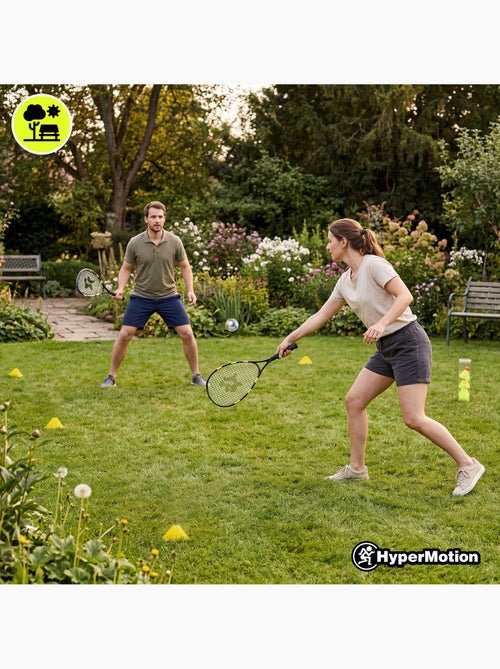 Set di crossminton HyperMotion – 2 racchette, 5 volani, 8 coni, palla e borsa da trasporto - Kiabi Set di crossminton HyperMotion – 2 racchette, 5 volani, 8 coni, palla e borsa da trasporto - Kiabi