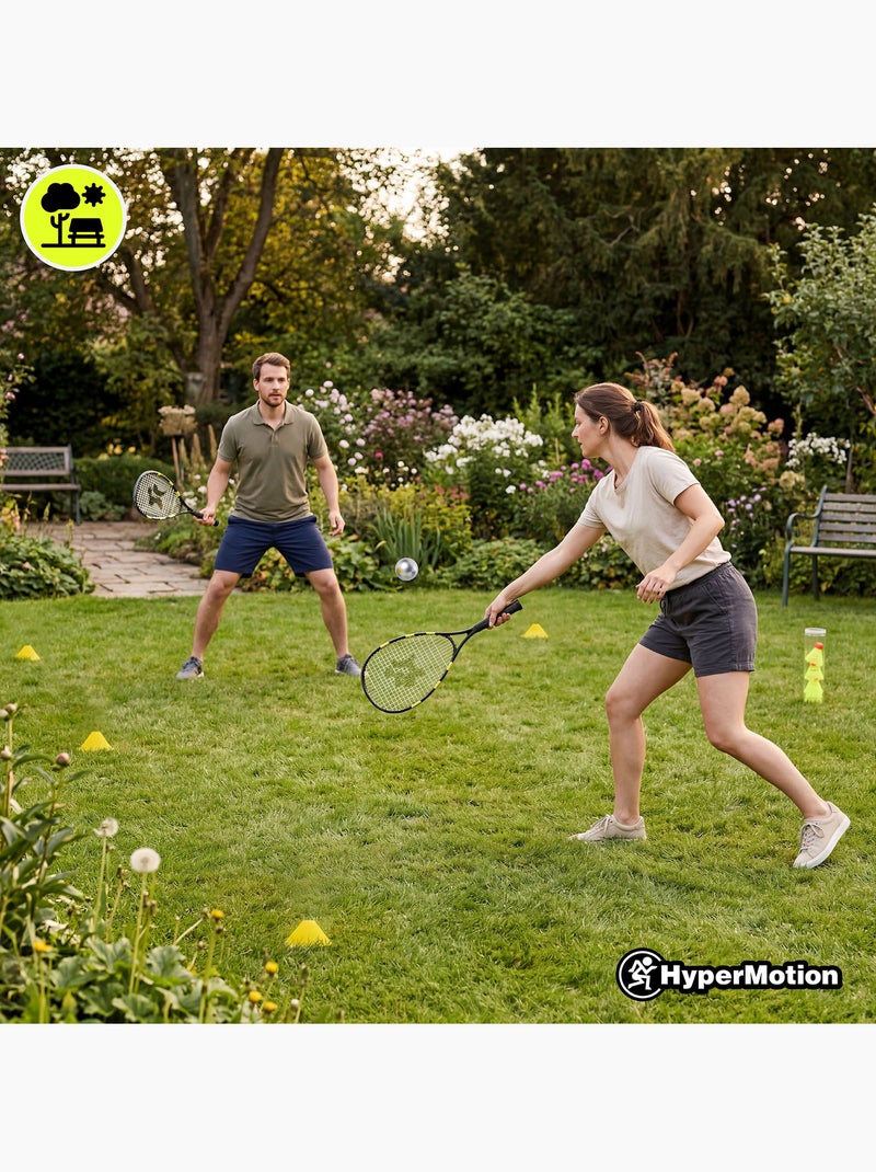 Set di crossminton HyperMotion – 2 racchette, 5 volani, 8 coni, palla e borsa da trasporto Nero - Kiabi