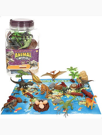 Set di dinosauri con tappetino da gioco e accessori, 30 pezzi animal world