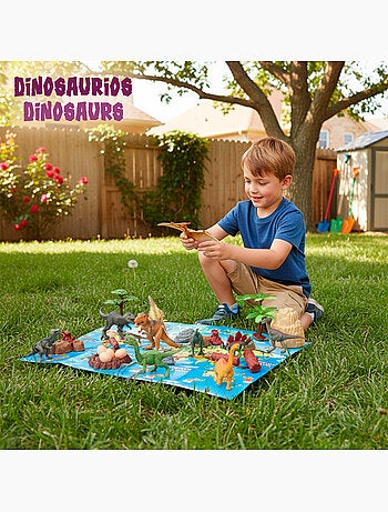 Set di dinosauri con tappetino da gioco e accessori, 30 pezzi animal world