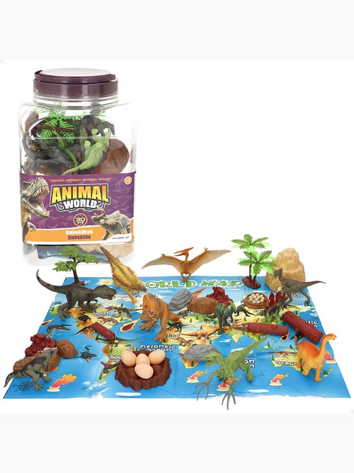 Set di dinosauri con tappetino da gioco e accessori, 30 pezzi animal world - Kiabi