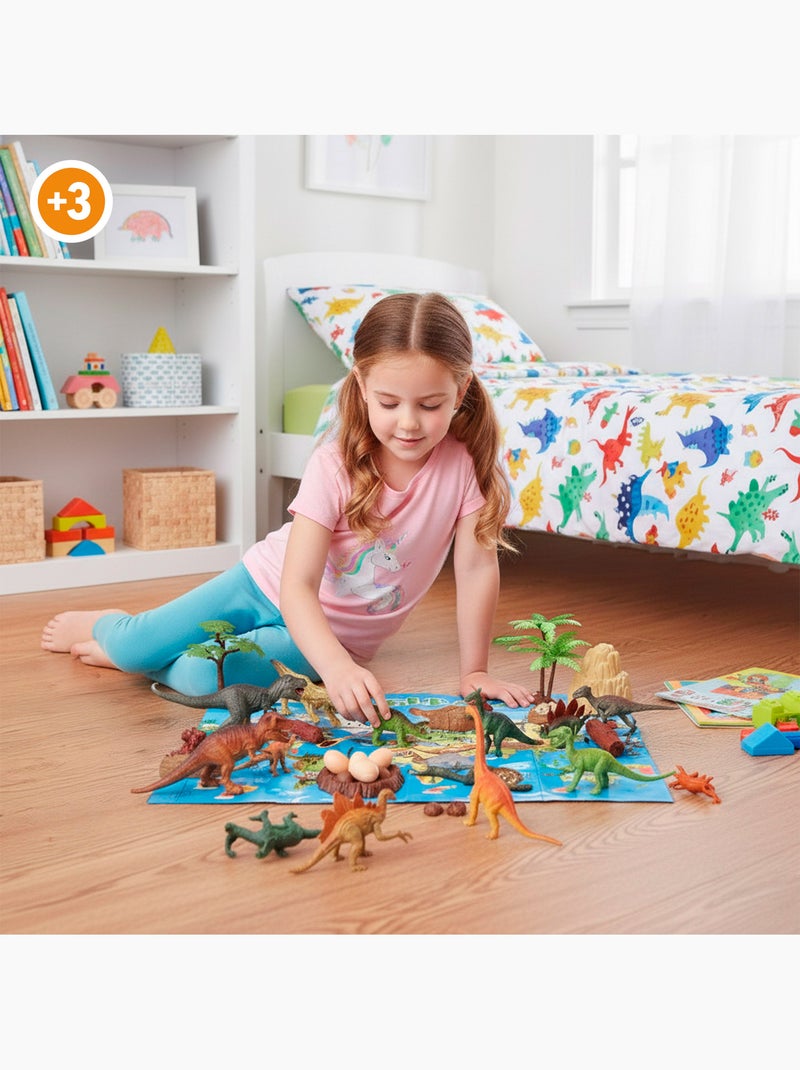 Set di dinosauri con tappetino da gioco e accessori, 30 pezzi animal world N/D - Kiabi