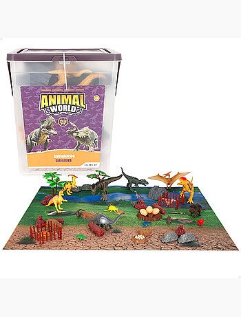 Set di dinosauri con tappetino da gioco e accessori, 52 pezzi animal world