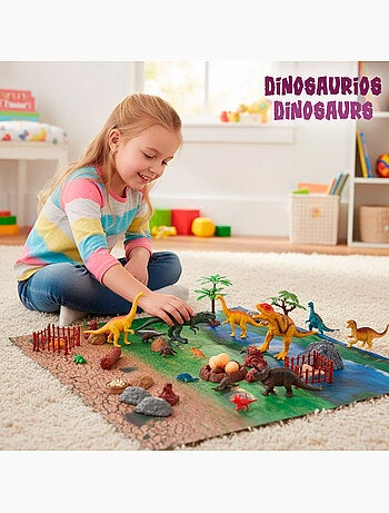 Set di dinosauri con tappetino da gioco e accessori, 52 pezzi animal world