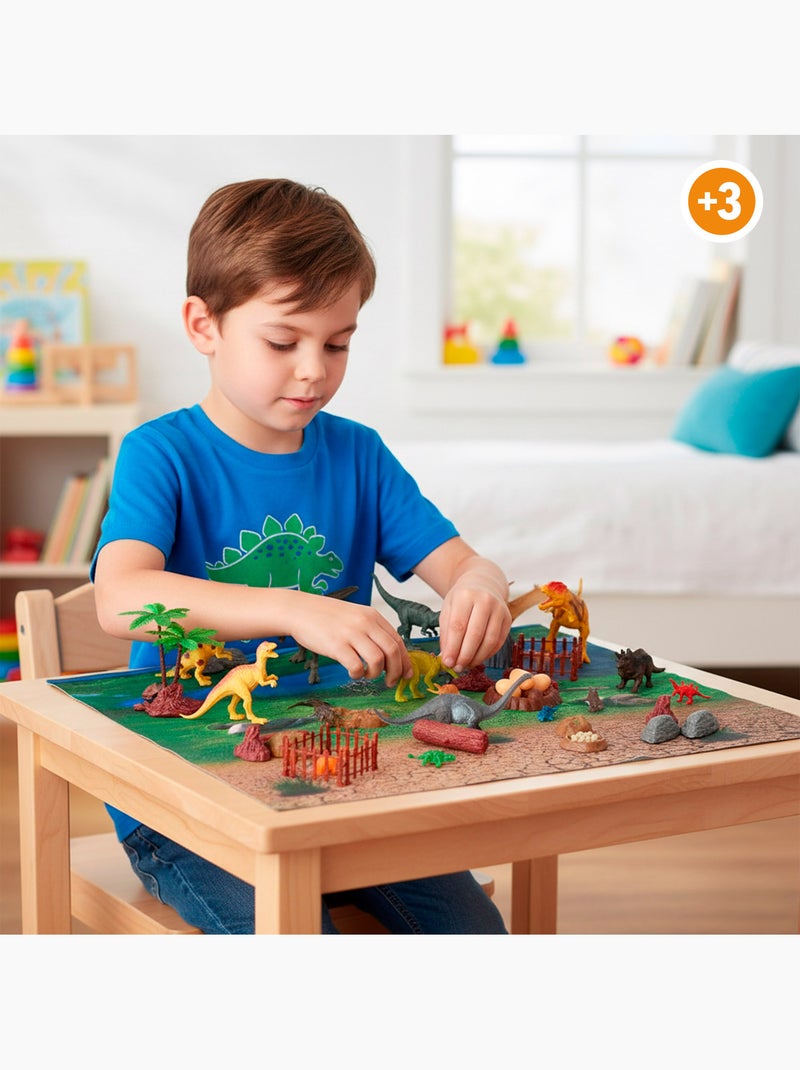 Set di dinosauri con tappetino da gioco e accessori, 52 pezzi animal world N/D - Kiabi
