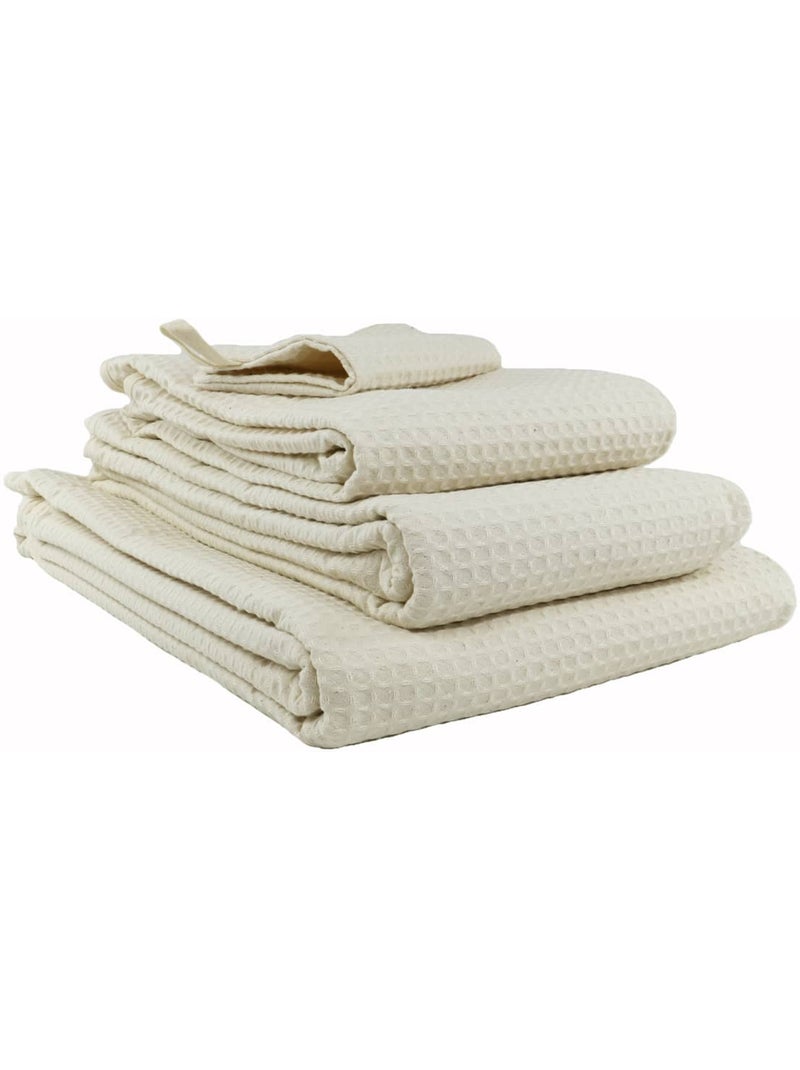 Set di due asciugamani cotone 57 fili a nido d'ape WEEK END Bianco - Kiabi