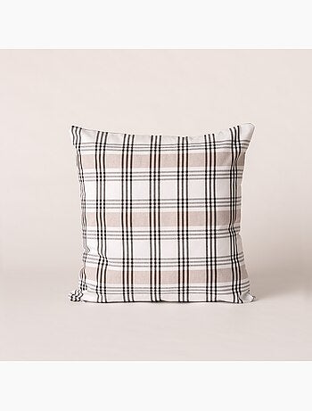 Set di due federe per cuscino a quadri e righe multiple combinate, con chiusura a zip - Gamusi.