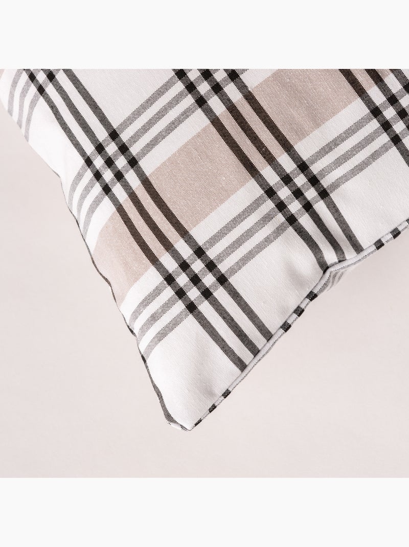 Set di due federe per cuscino a quadri e righe multiple combinate, con chiusura a zip - Gamusi. Nero Beige - Kiabi