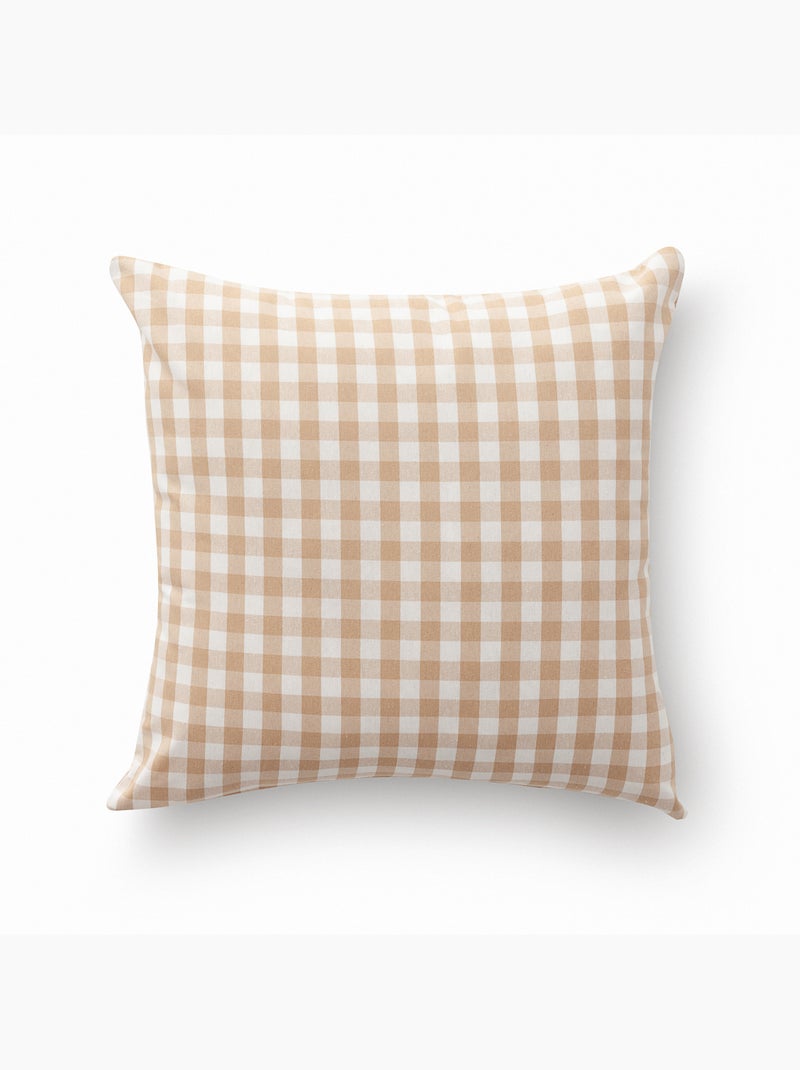 Set di due federe per cuscino a quadri vichy, in tessuto impermeabile -  Gamusi. Beige - Kiabi