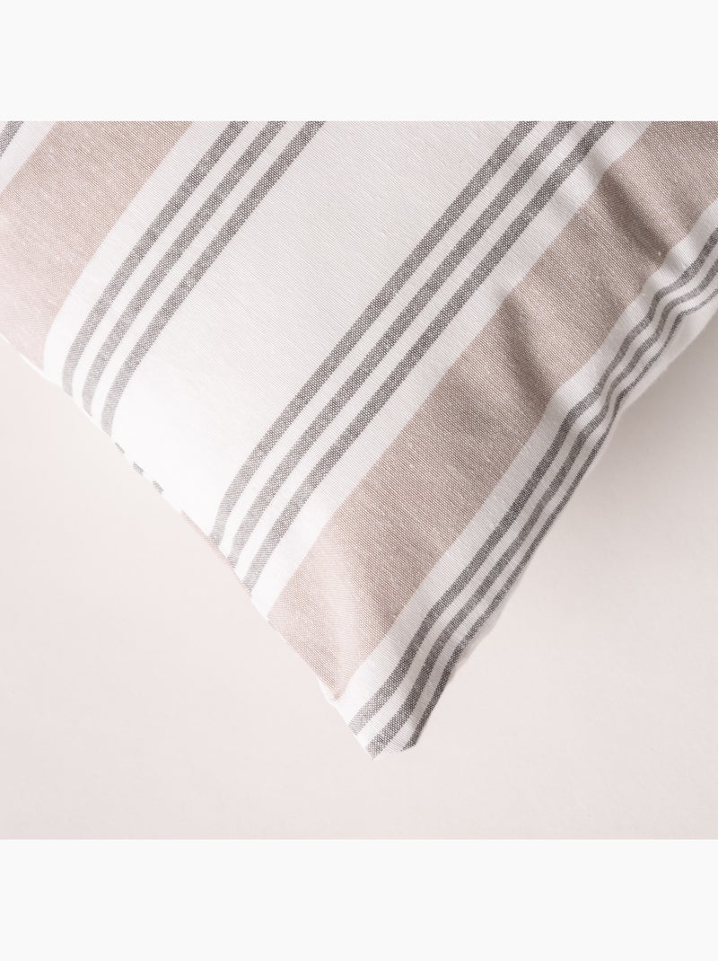 Set di due federe per cuscino a righe multiple, con chiusura a zip - Gamusi. Tortora - Kiabi