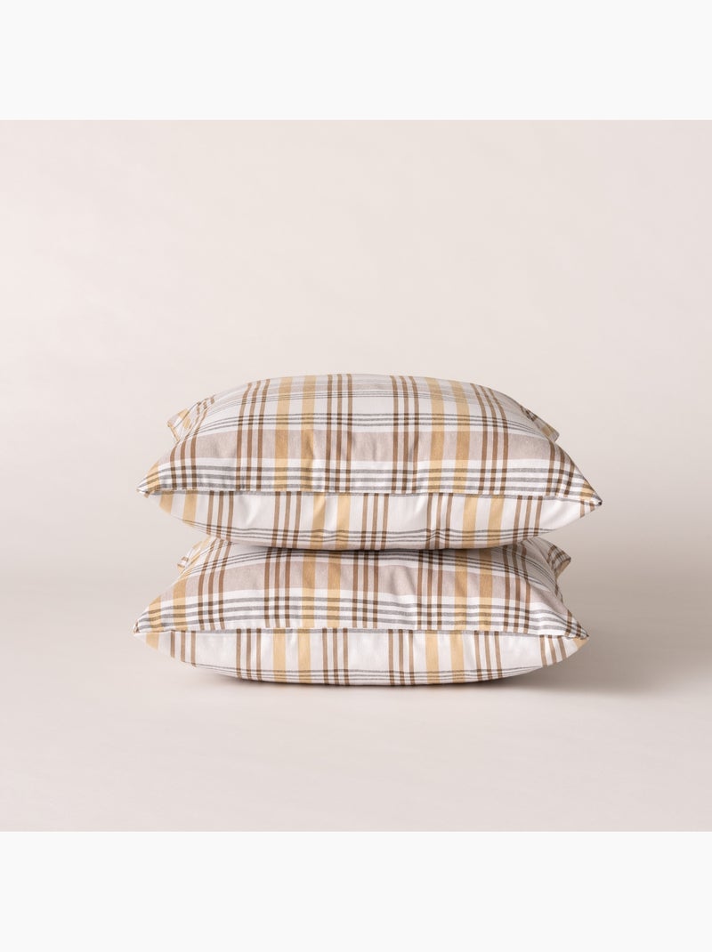 Set di due federe per cuscino con motivo tartan, con chiusura a zip - Gamusi. Beige - Kiabi