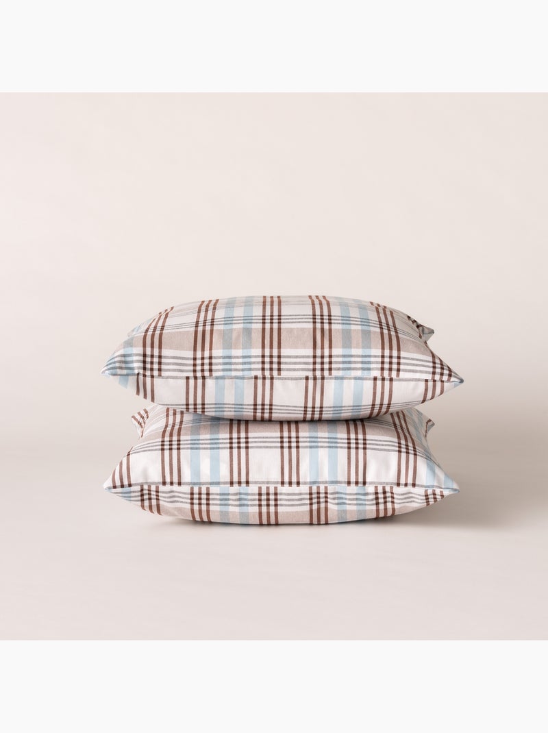 Set di due federe per cuscino con motivo tartan, con chiusura a zip - Gamusi. Blu - Kiabi