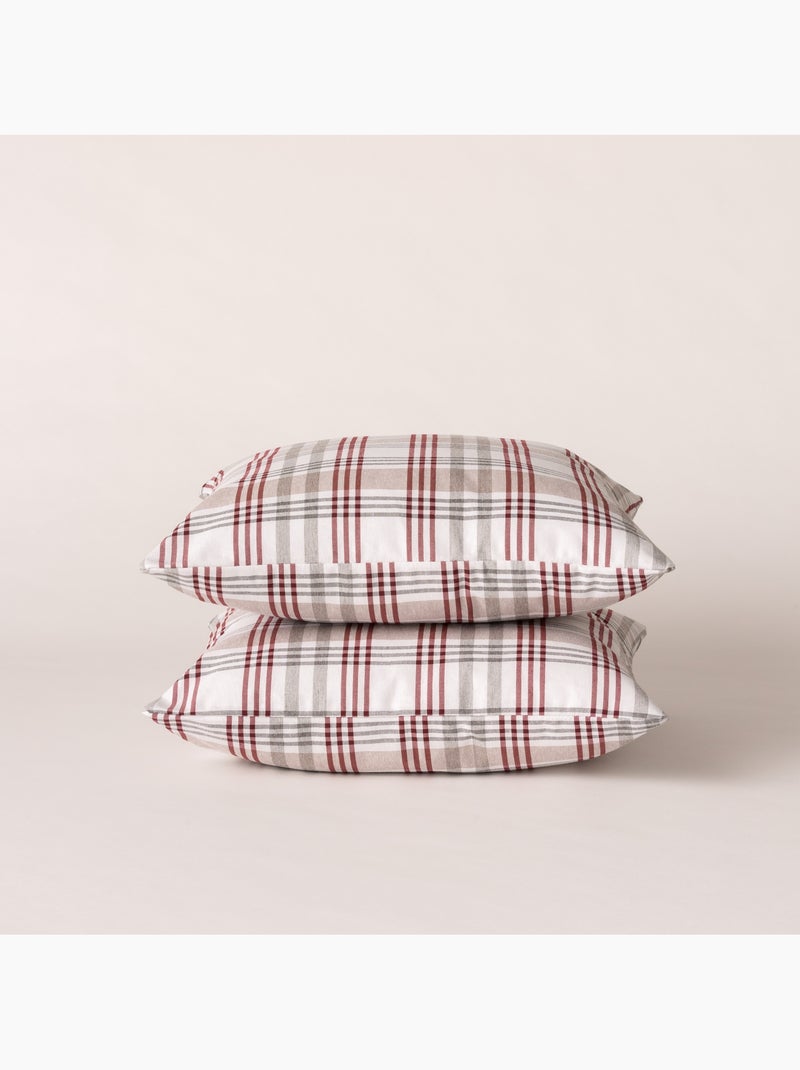 Set di due federe per cuscino con motivo tartan, con chiusura a zip - Gamusi. Grigio - Kiabi