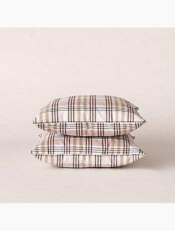 Set di due federe per cuscino con motivo tartan, con chiusura a zip - Gamusi.