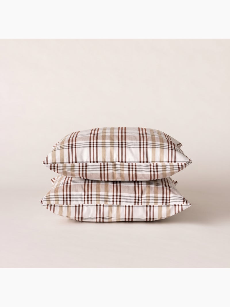 Set di due federe per cuscino con motivo tartan, con chiusura a zip - Gamusi. Lino - Kiabi