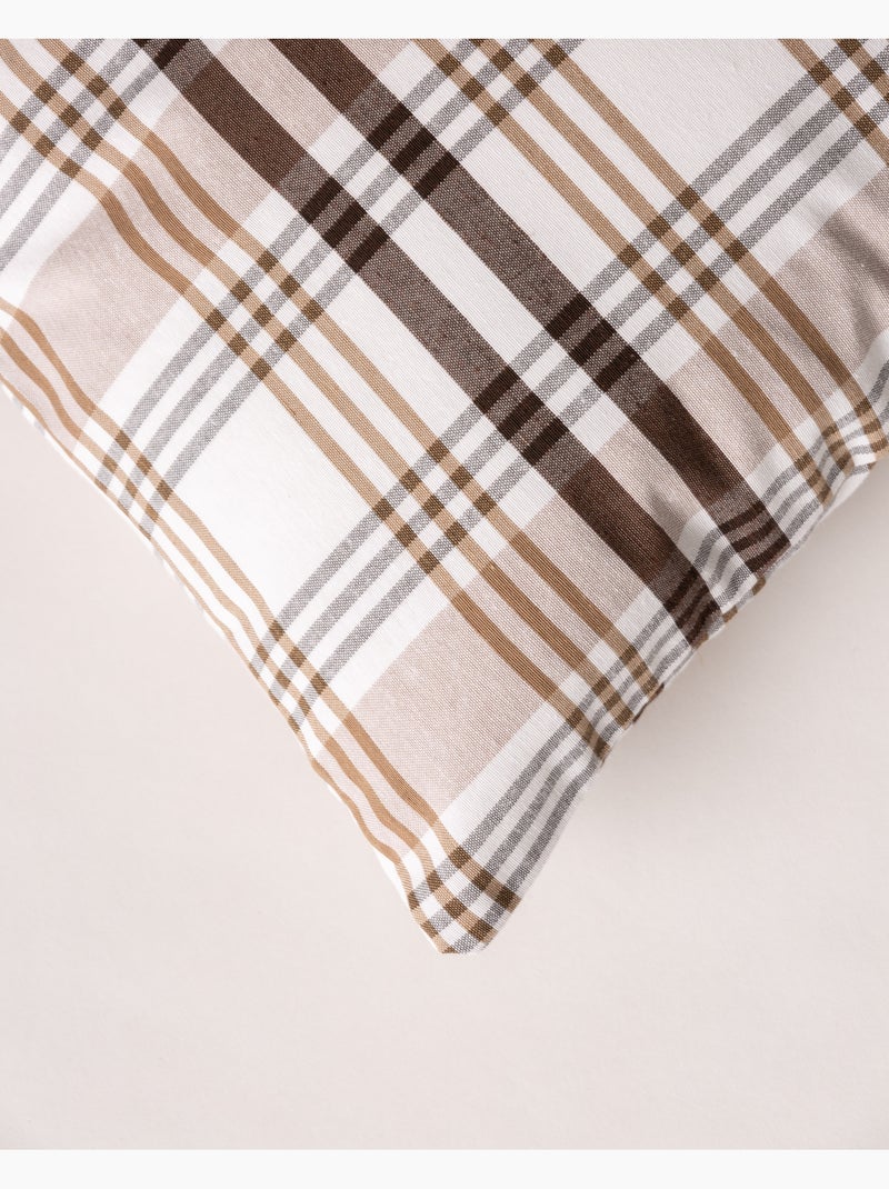 Set di due federe per cuscino con motivo tartan, con chiusura a zip - Gamusi. Marrone cioccolato - Kiabi