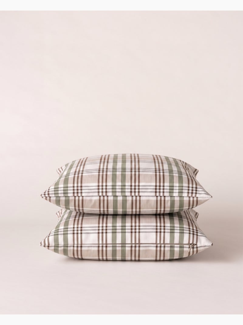 Set di due federe per cuscino con motivo tartan, con chiusura a zip - Gamusi. Verde - Kiabi