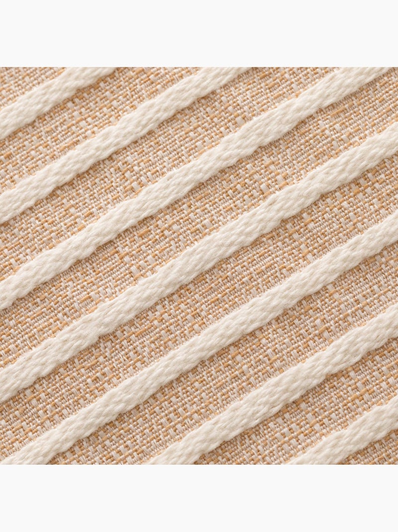 Set di due federe per cuscino mélange a righe, tessuto in rilievo bicolore -  Gamusi. Beige - Kiabi