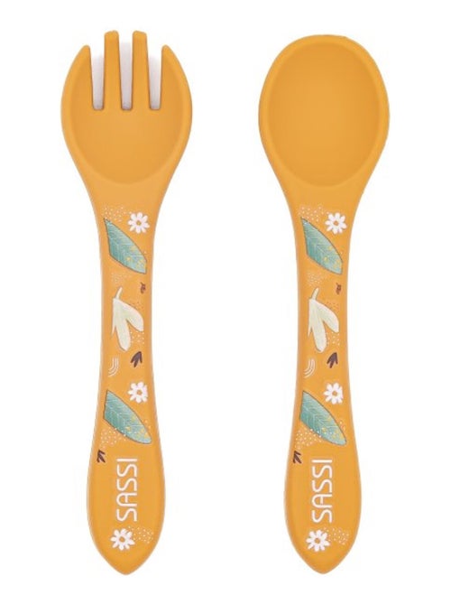 Set di forchetta e cucchiaio in silicone, animali | Sassi Junior - Kiabi