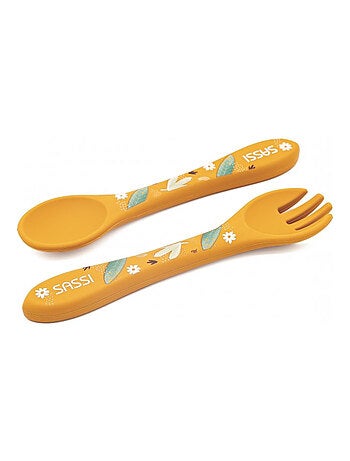 Set di forchetta e cucchiaio in silicone, animali | sassi junior | sassi junior
