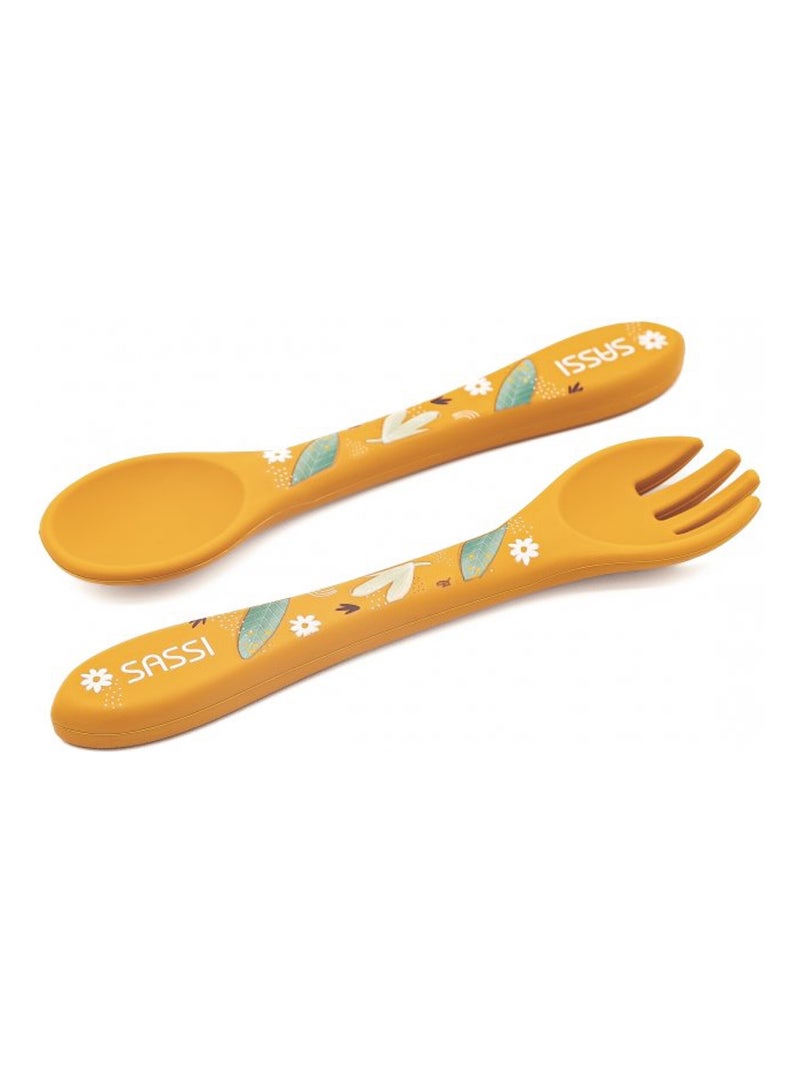 Set di forchetta e cucchiaio in silicone, animali | sassi junior | sassi junior Arancione - Kiabi