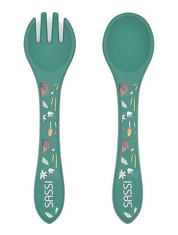 Set di forchetta e cucchiaio in silicone, animali | Sassi Junior